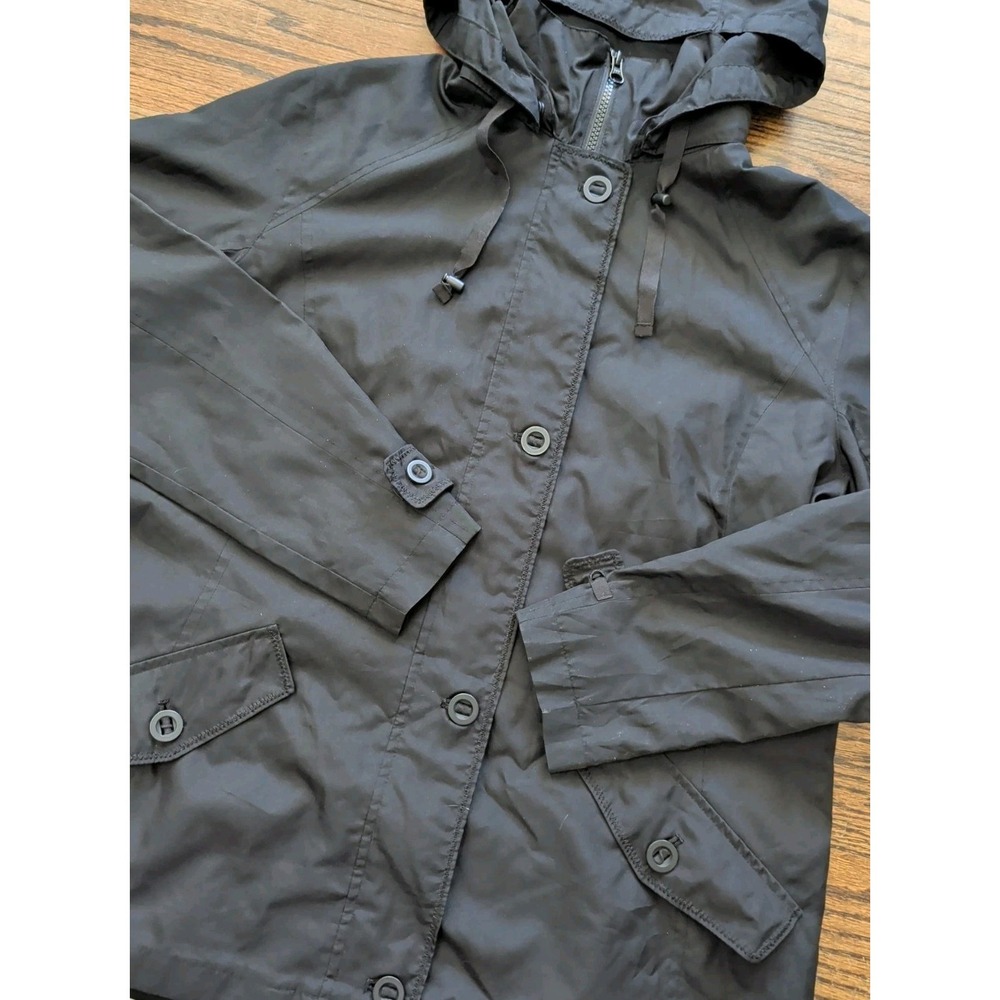 Lands End Women's Waterproof Rain Jacket Windbreaker Black Size M 10/12 Basic